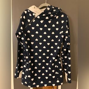 Navy with white hearts double hoodie